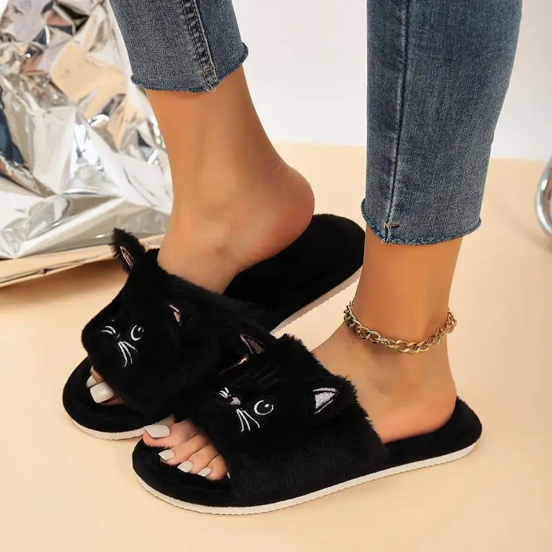 Pantufa Feminina Gatinho Bordado Maciez
