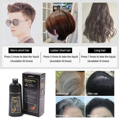 500ml Hair Dye Shampoo 3 in 1 Instant Coloring Natural Treatment for Hair Shampoo Large Capacity No Harm To Hair Shampoo