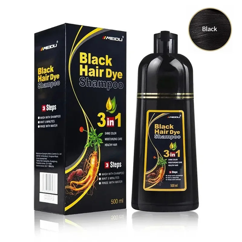 500ml Hair Dye Shampoo 3 in 1 Instant Coloring Natural Treatment for Hair Shampoo Large Capacity No Harm To Hair Shampoo