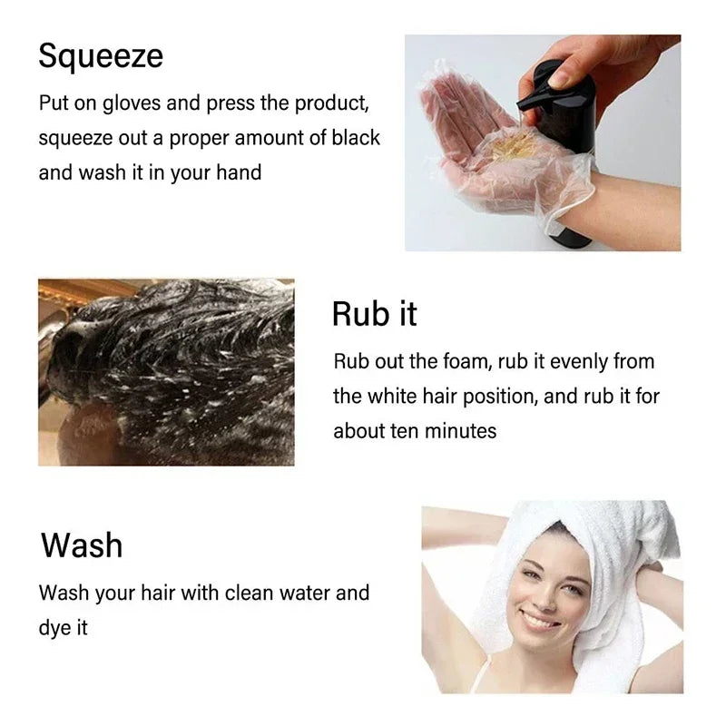 500ml Hair Dye Shampoo 3 in 1 Instant Coloring Natural Treatment for Hair Shampoo Large Capacity No Harm To Hair Shampoo